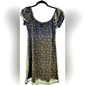 Gently Used Juniors Section SO dress green with white flowers baby doll cut